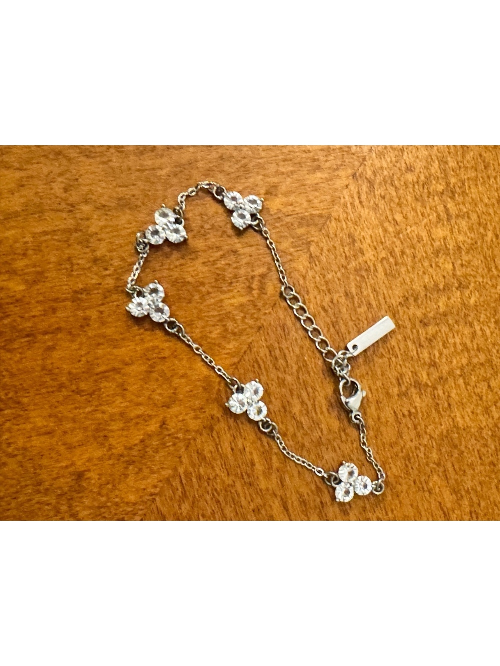 Silver-tone Floral Crystal Accent Bracelet anklet 590